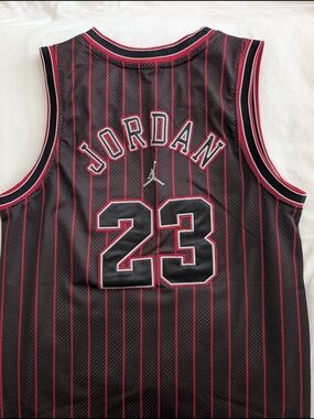 Jordan 23 Black & Red Pinstripe Basketball Jersey